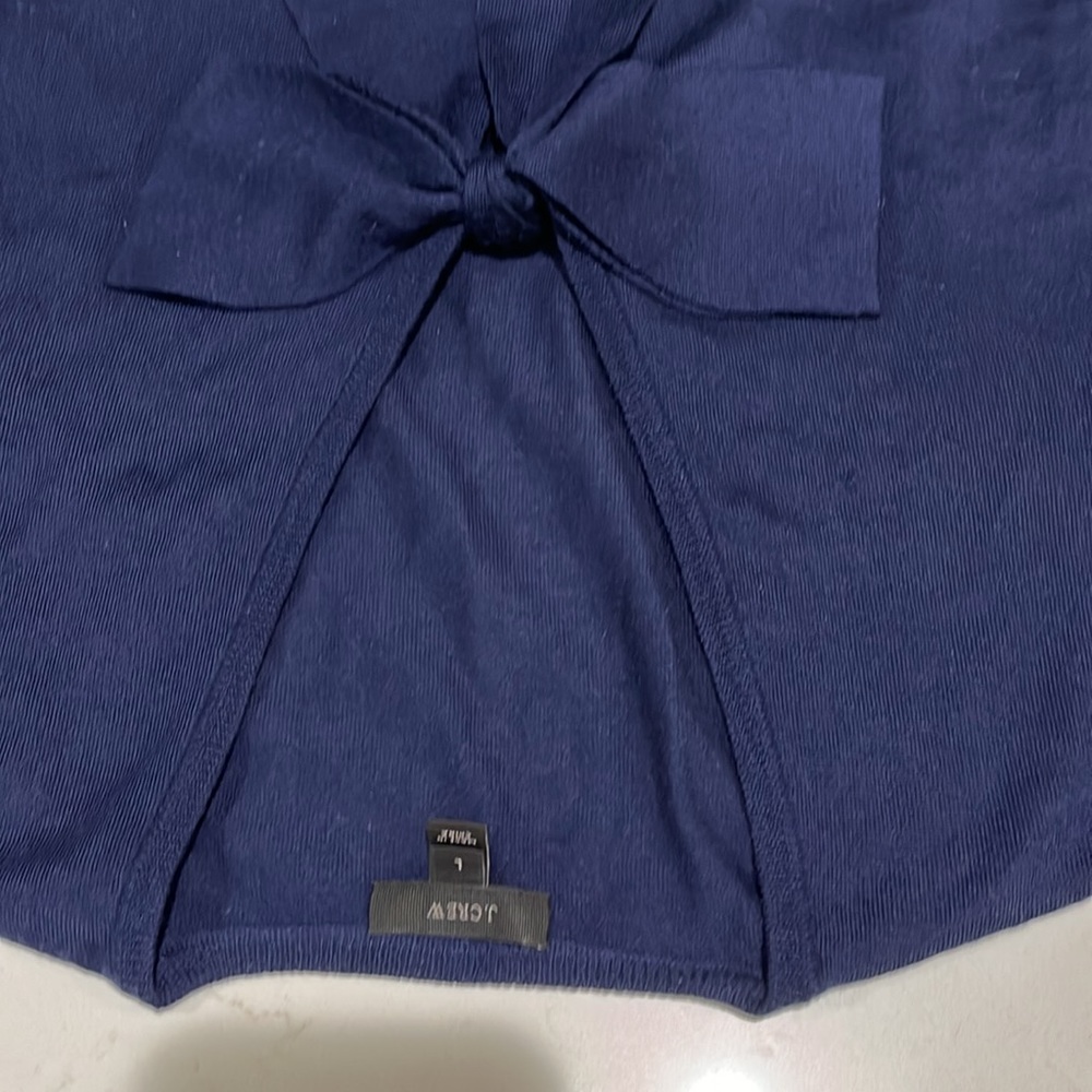 Navy J Crew v-neck wool sweater, long sleeve with fluid bow. - Picture 4 of 4